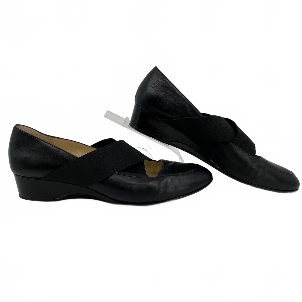 Taryn Rose Black Leather Criss-Cross Strap Loafers | Women’s 10.5